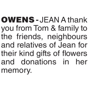 Photo of JEAN Owens