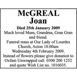 Photo of JOAN McGREAL