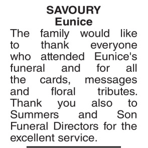Notice Gallery for Eunice SAVOURY