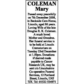 Photo of COLEMAN Mary