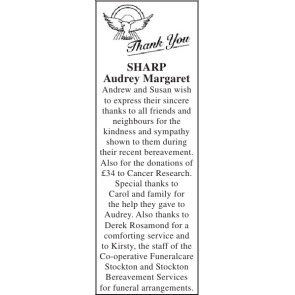 Photo of AUDREY MARGARET SHARP