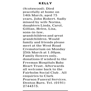 Notice Gallery for John robert Kelly